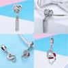 925 Sterling Silver Princess Crown Charms Heart Love Lock Feather Clear CZ Pendant Beads Fit Silver 925 Bracelet Jewelry Making