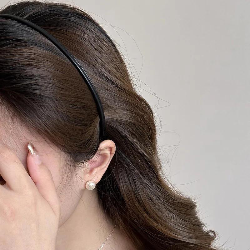 

Модные черные хаки стиль стройные ПУ винтажные повязки на голову для женщин девочек ободок для вечеринки подарка резинки для волос аксессуары