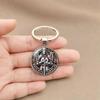 1Pcs Red Cross Pendant Templar Keychain Army Crusade Solomon Freemason Symbol Glass Gem Metal Key Ring Holder Jewelry Gifts