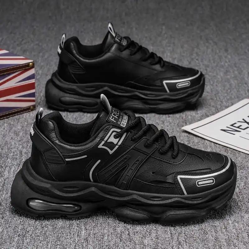 Fashion Synthetic Leather Thick Sole Gray Boots Vulcanized Shoes High Man Gym Shoes Sneakers Sport Cuddly Casuals Designer