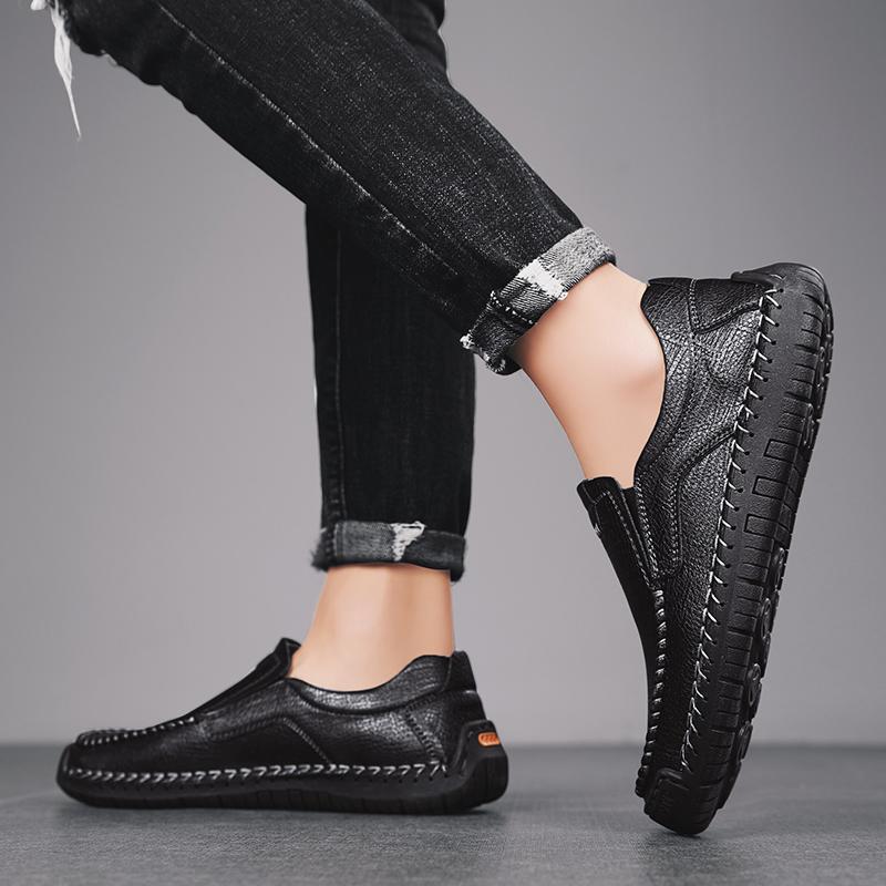 Pánské boty z pravé kůže v retro stylu, velká velikost, ultralehké, ručně vyráběné, ležérní, pánské kotníkové boty