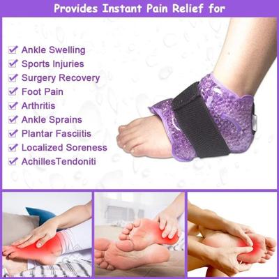 Ankle Ice Pack Wrap for Foot Discomfort Reusable Gel Cold Hot Compression Therapy for Swelling Plantar Fasciitis Achilles Tendonitis Sprained