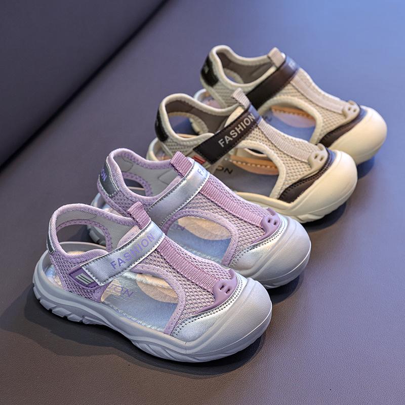 Girls' Sports Sandals Summer Mesh Hollow Breathable Children's Fashion Comfortable Casual Shoes Lightweight Chunky Sneakers