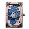 Handmade Witch Hidden Key Journal Gothic Vintage Sun Moon Design Witch Notebook with Lock And Key for Spell Book
