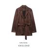 Kaslead New Women Clothes Western Style With Belt Suede Effect Jacket 49682210