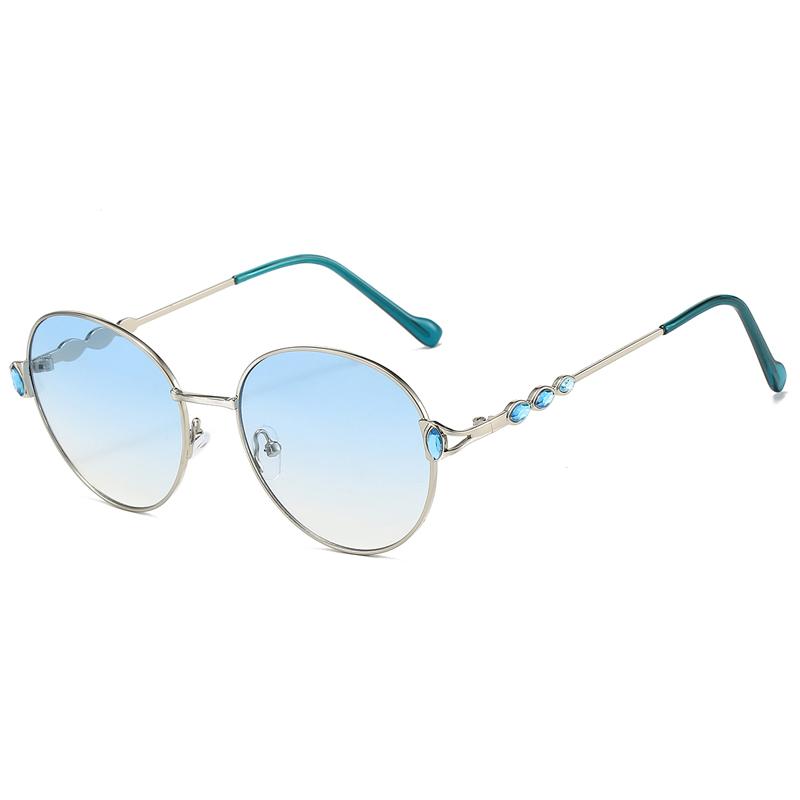 Vintage Kulaté Sluneční brýle s kamínky Dámské Nová móda Gradientní Sluneční brýle Trendy Sladký Design Ležérní Odstíny