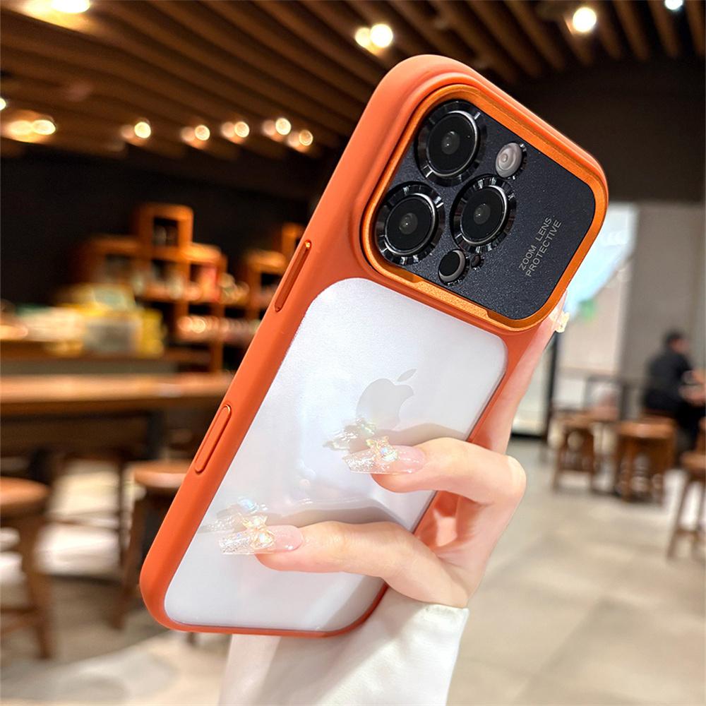 Luxury Frosted Frame Armor Transparent Phone Case For iPhone 17 16 15 14 Pro Max Matte Metal Lens Protection Acrylic Back Cover
