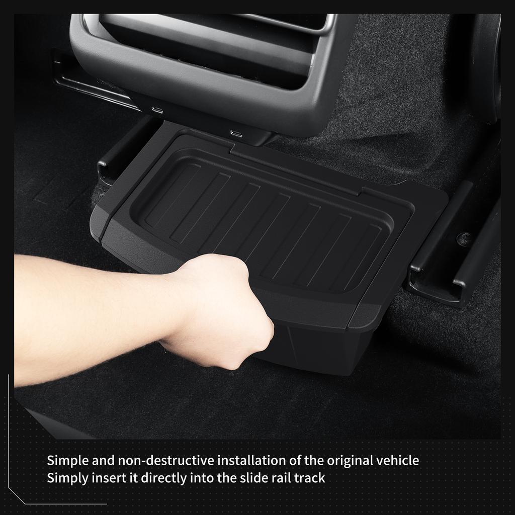 For Tesla Model Y Launch 2025 Juniper Car Armrest Rear Storage Box Tray Accessories Tidying TPE Black