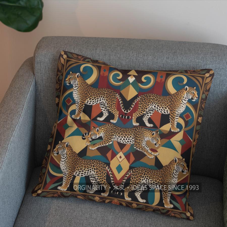 2D Colorful Leopard Pattern Decorative Pillow Cover Pattern Cushion Cover Suitable For Sofa Bedroom Car Pillow Cover