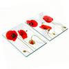 Set of Tempered Glass Kitchen Boards with a Poppy Pattern 2x40x52 Cm