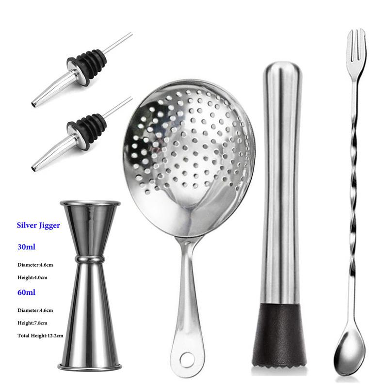 Professional Bar Tools,Stainless Steel Stir Bar Tool, Cocktail Stir Bar Mixing Spoon,  Cocktail Picks, Mojito Stir Bar Tool Kit