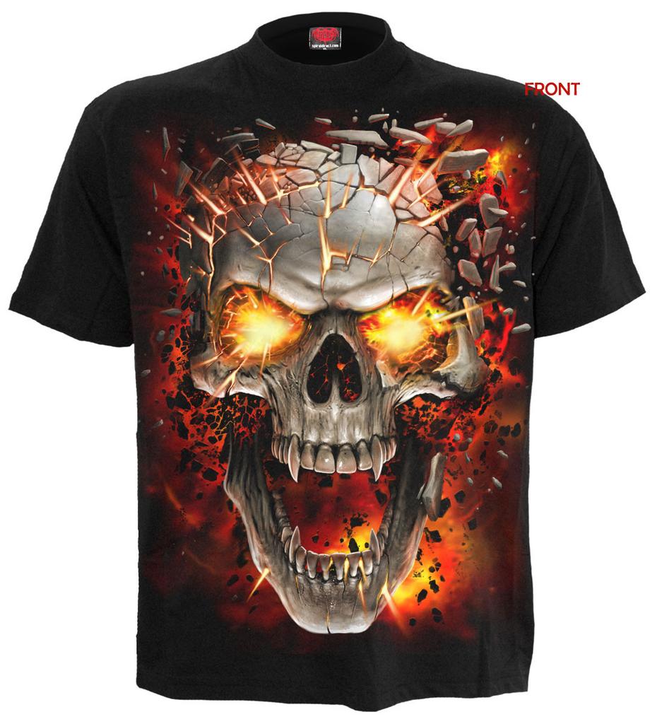 Spiral Direct Skull Blast T-Shirt/Tattoo/Skull /Gothic/Flames /Metal/Will Open In a New Window or Tab