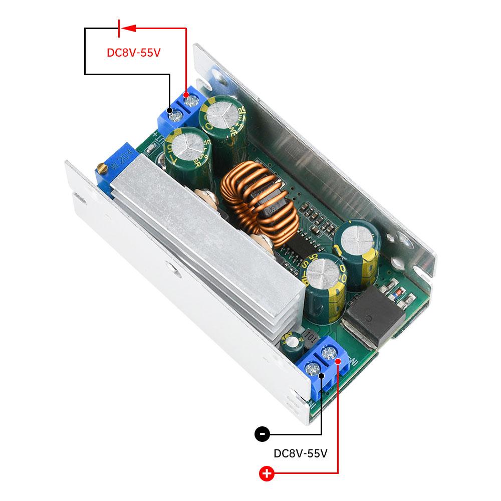 200W 15A DC-DC Step-Down Converter Module  8–55V (60V peak) to 1–36V Step-Down Converter, Aluminium Housing