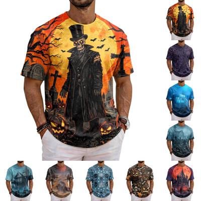 Men's Short Sleeve Halloween Printed T-Shirt for Festive Party