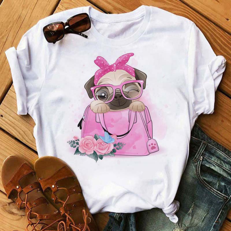 Cute French Bulldog T-shirt Animal Harajuku Print Pattern Shirt Fun French Bulldog Short Sleeves Animal Lover Tshirt dog mom Tee
