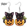Orecchini Gatto Cartone Animato Zucca Halloween Orecchini Pendenti Neri, Gioielli Carini Animali Pendenti Accessori Festivi per Donne Ragazze, Regalo Novità per le Feste Festa