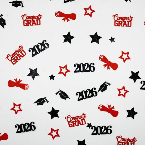 Yousheng 100 Pcs Graduation Confetti Glitter Grad Caps Bows Stars Confetti Class of 2026 Party Table Centerpiece for Graduation Party