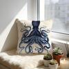 Blue Sea Creature Coral Shrimp Cushion Cover Cozy Velvet Throw PillowSoft Warm Cushion For Sofa  Bed