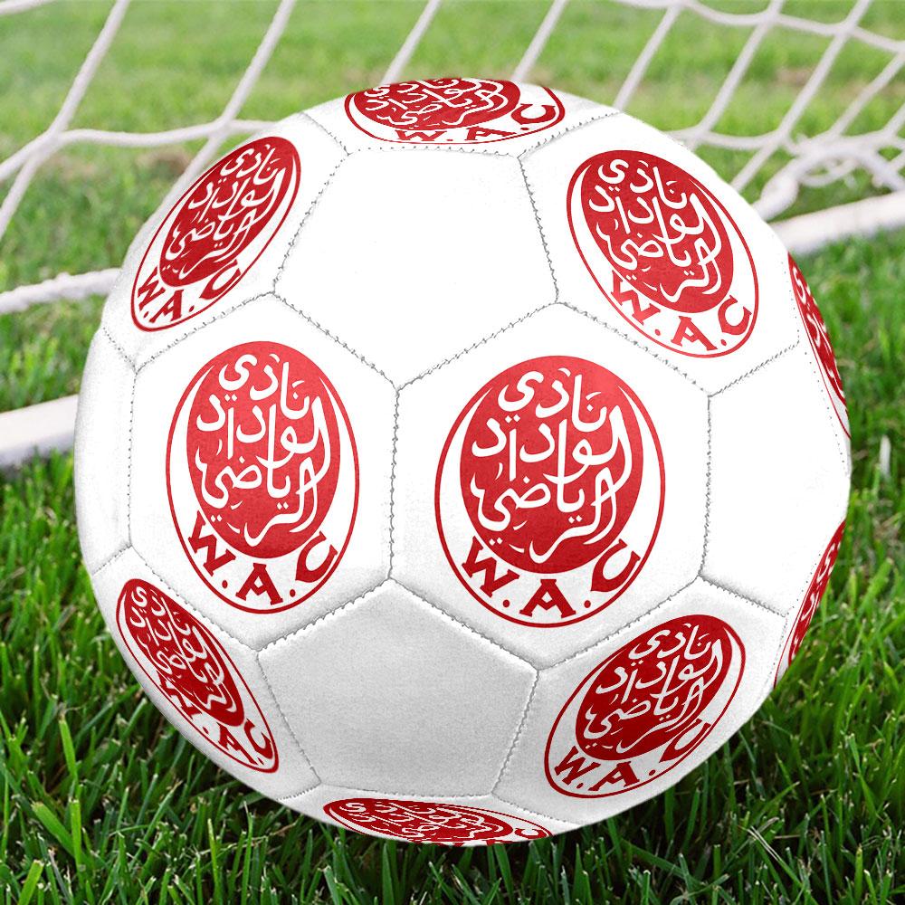 Wydad AC Size 5 Soccer Ball, Machine-Stitched PVC, Durable & High Bounce, All Ages Fit, Fan Merchandise, Matches & Outdoor Use.