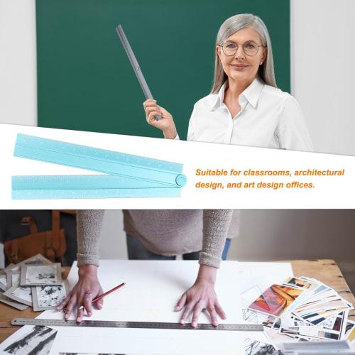 uxcell 30cm Folding Straight Ruler, Metric Aluminum Alloy Protractor, Foldable Angle Ruler, Geometry Measuring Tool for Architects, Artists, and Offic