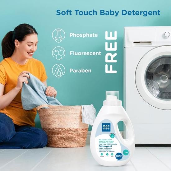 Mee Mee Baby Liquid Detergent 1 L | Ph Balanced, Free from Harsh Chemicals, Safe for Mother's Hands  | Anti-Bacterial, Removes Stains