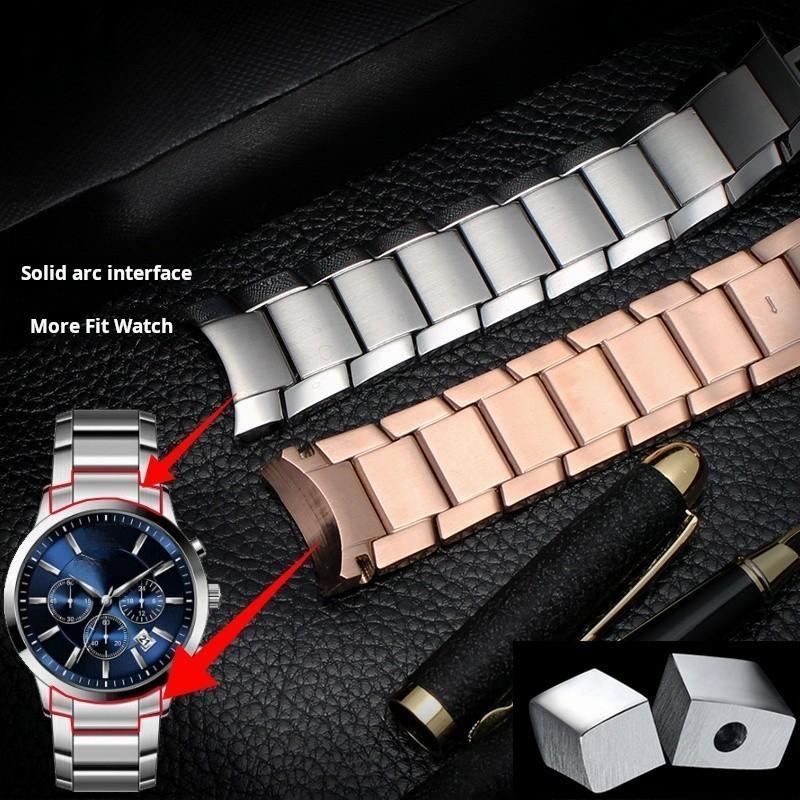 22mm men bracelet For Armani AR2447 AR2448 AR2434 AR2432 2433 2435 Curved end Solid stainless steel watchband Metal watch strap
