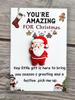 10pcs Pocket Christmas Hug Ornament Small Santa Claus Figure with Greeting Cards for Christmas Gift Bag Fillers Stocking Stuffer