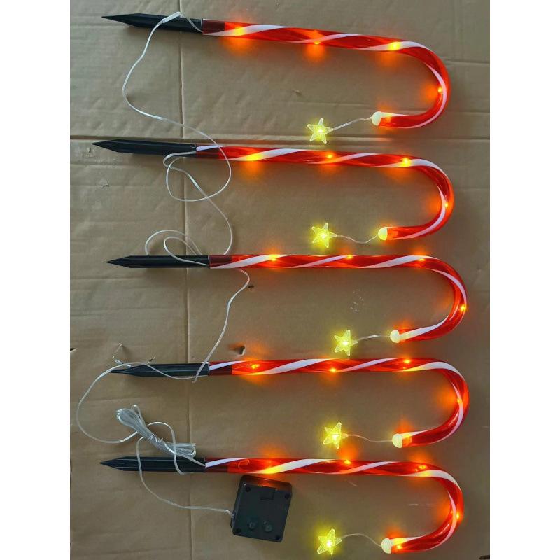 Cross-Border Solar Candy Cane String Lights: Festive Ground Plug Lights for Christmas Lawn and Courtyard Décor