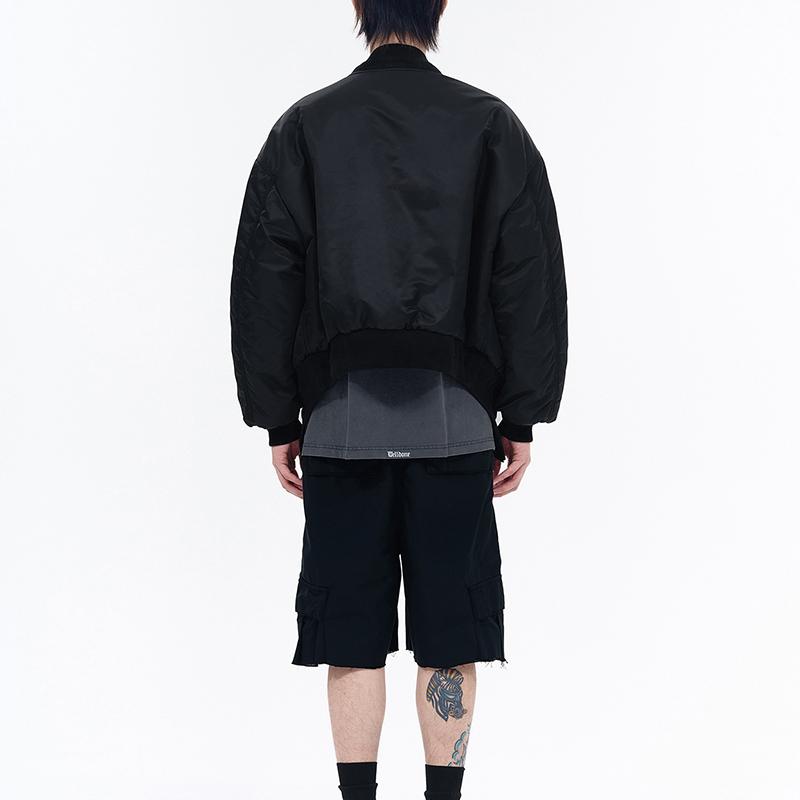 WE11DONE Ss24 Long Sleeve Loose Fit Two-Way Zipper Jacket Unisex Jacket Black WD-JP0-24-117-U-BK