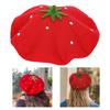 Strawberry Decoration Beret Hat Family Handmade Beret Hat Sweet Styles Hat for Trendy Looks