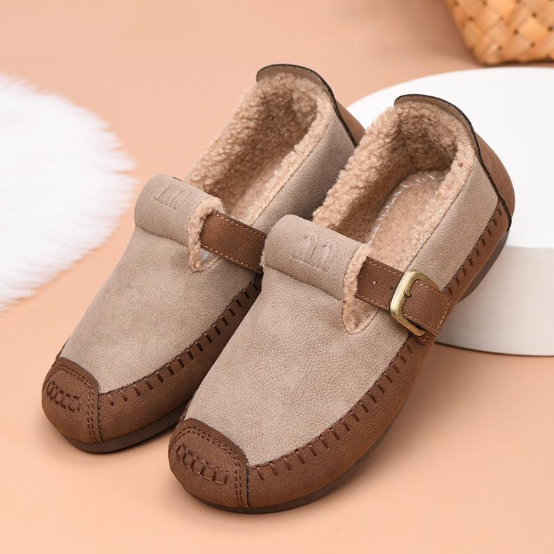 Winter new fashion mother shoes cotton shoes piled thickened warm women's shoes flat non-slip two cotton shoes