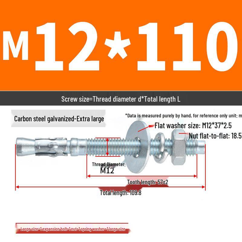 Vysoce pevný nástěnný hmoždinkový šroub pro opravy automobilů (M6/M8/M10/M12)