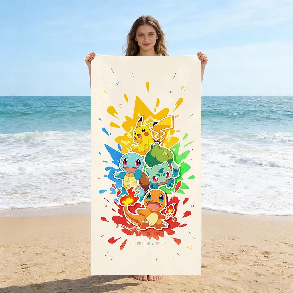 1pc Pokemon Beach Towel, Quick Dry, Super Absorbent, Multi-Purpose for Beach, Pool, Sports, Yoga, Gym, Home and Travel 40X60CM