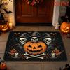 1pc Gothic Suitable for -holiday Skull & Pumpkin Doormat - Vintage Ink Wash Floor Mat with Witches, Spooky Entry Suitable for Front Door, Machine Wash