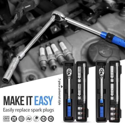 3/8" Drive Magnetic Spark Plug Socket Precision-Adjustable 10-60Nm Torque Range Torque Wrench Dual-Direction Ratchet Heavy Duty