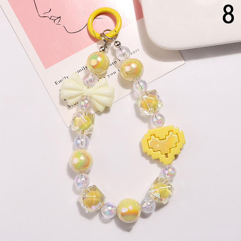 

Акриловый цветной брелок в форме сердца, милый цветок, бисерный брелок для ключей, подвеска для сумки, амулеты, чехол для наушников, украшения, аксессуары