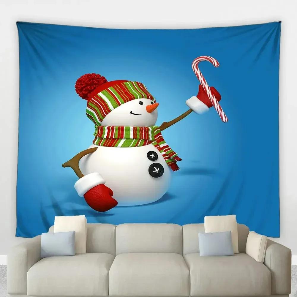 Christmas Cartoon Snowman Tapestry Bedroom Living Room Home Christmas Decoration Tapestry