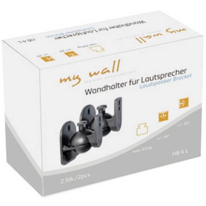 My Wall HB 4 L Support mural pour haut-parleur inclinable + pivotant Distance entre les murs (max.): 6 cm noir 1 paire(