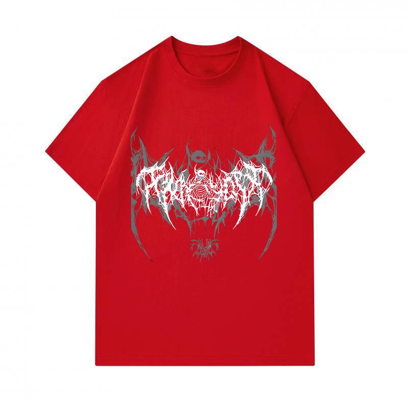 Men's 100% Cotton Crew Neck Short Sleeve T-Shirt, Death Metal Abstract Art Print Casual Breathable Tee, Gothic Dark Pattern Streetwear Top for Daily W