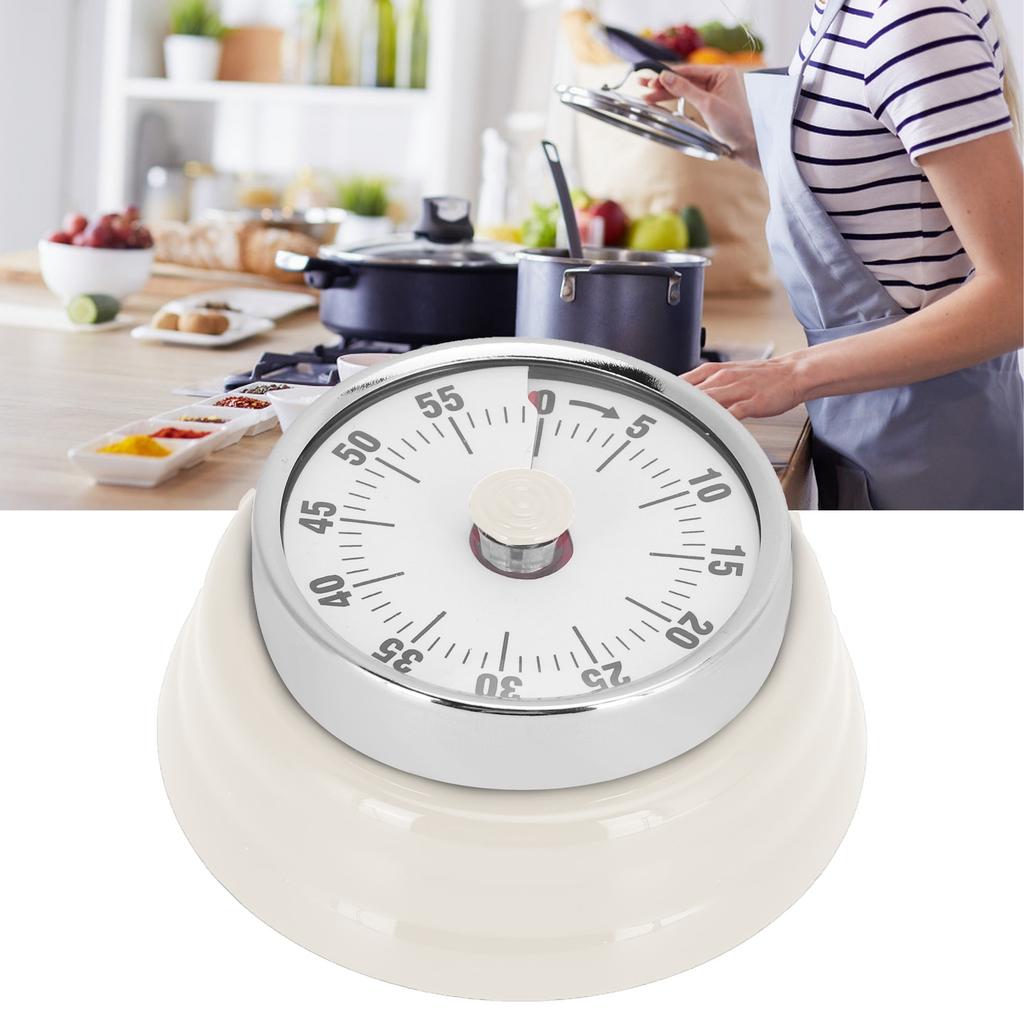 Magnetic Kitchen Timer Manual Mechanical Alarm Cooking Countdown Reminder for Time ManagementVisual Timer: White