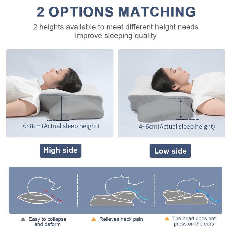 Neck Pillow for Back and Side Sleepers, Memory Foam Pillow, Cooling Removable Pillowcase, Breathable, Ergonomic Neck Support