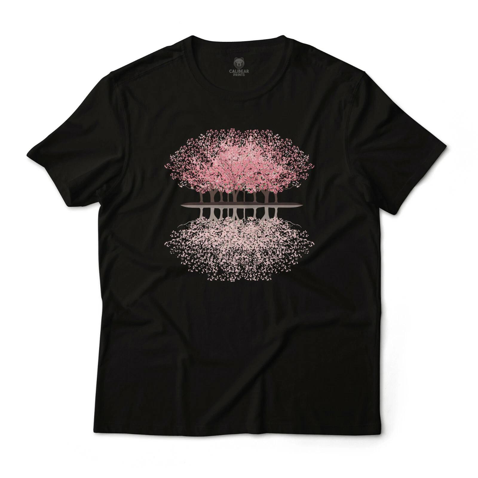 Cherry Blossom Sakura Forest Reflection Graphic Art Unisex Tee S