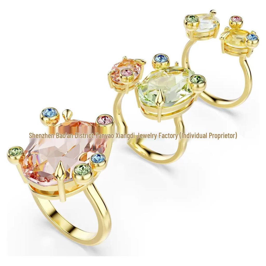Idyllia Flower Dopamine Jewelry Set: Necklace, Bracelet, Earrings, Ring with Austria Crystals