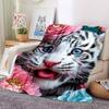 1pc Tiger Cub Flowers Blanket Lightweight Flannel Blanket Throw Blanket For Sofa, Bed, Travel, Camping, Livingroom, Office yy251015153