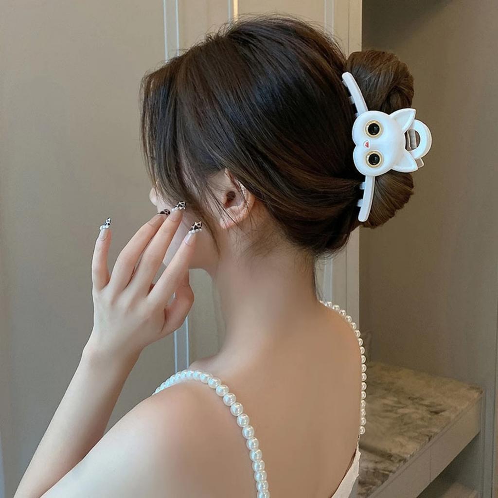 10/11cm Large Hair Claw For Women Lovely Cartoon Bear Cat Element Shark Hair Gripper Summer Outdoor Plastic Geometric Hair Clip