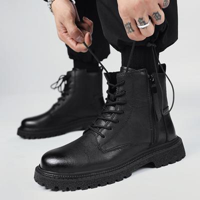 Ankle Boots Men 2024 Autumn Winter Elastic High Top Boots Male Punk Style Shoe Men Lace-up Casual Botas Motorcycle Unisex Boots
