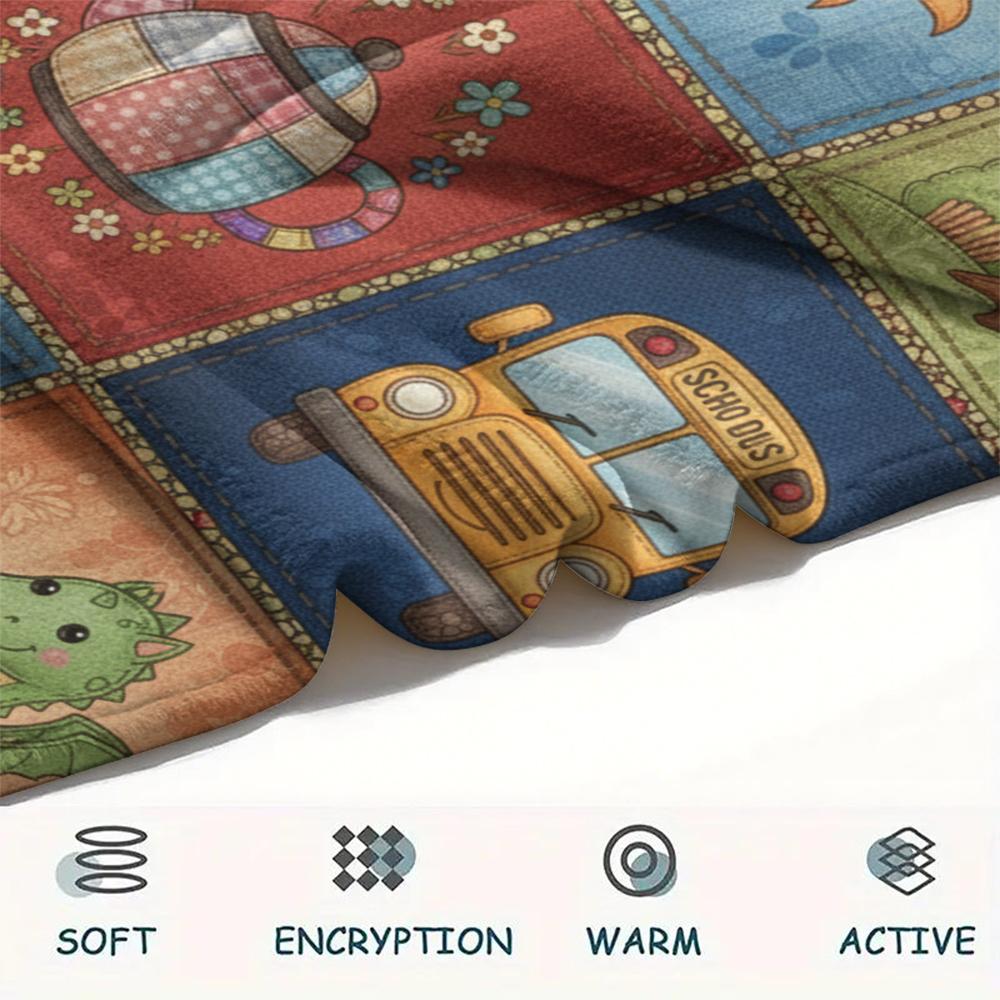 1Pc Retro Country Print Flannel Blanket, High quality Comfortable for All Seasons, Home Decor, Warmth and Comfort, Perfect for Christmas Gifts 70