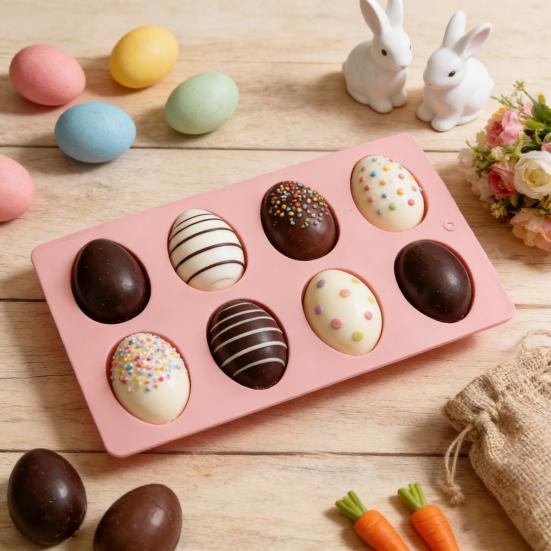 Molde de Silicona para Hornear Huevo de Pascua Molde Flexible Antiadherente para Chocolate Pastel Pudín Gelatina Reutilizable Fácil Desmoldeo Herramienta para Hacer Postres Jabón Casero