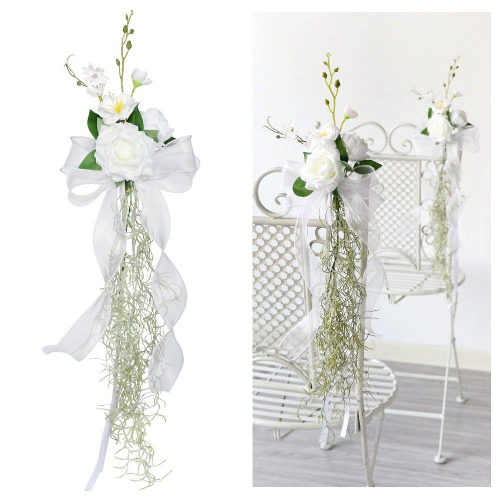 Artificial Rose Wedding Chair Flowers with Air Plants Chair Artificial Flowers Party