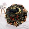 Moon RavenThemed Automatic Opening and Closing Umbrella 8 Ribs, Suitable for Leisure and Going Out, Outdoor Accessory, Gothic Style, Fashi